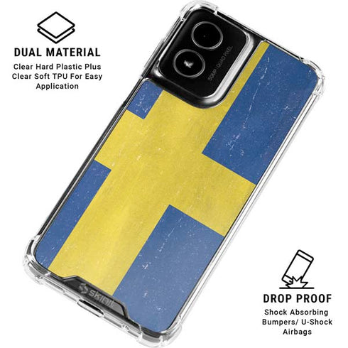 Sweden Flag Distressed Moto G Power 5G (2024) Clear Case